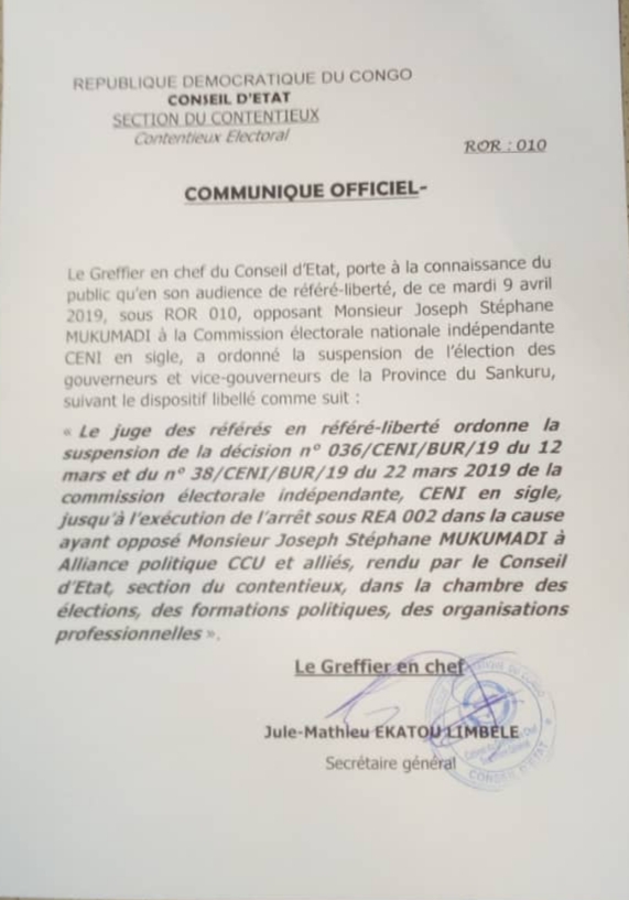 Communiqué officiel 