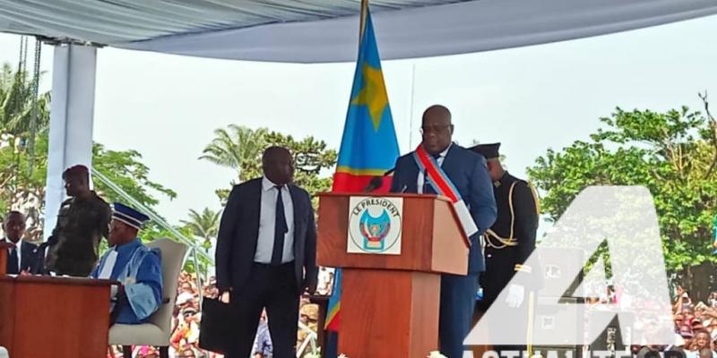 Le président Félix Tshisekedi lors de son discours d'investiture.