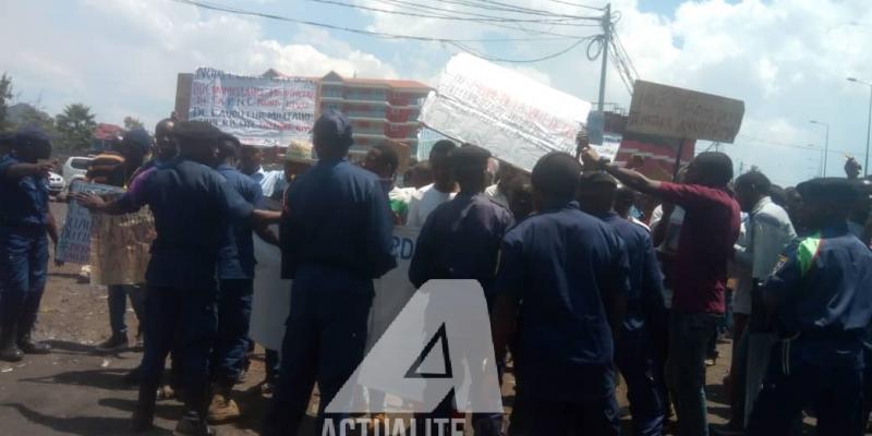 Illustration/les policiers lors d'une manifestation de la population contre l'insécurité dans la ville de Goma