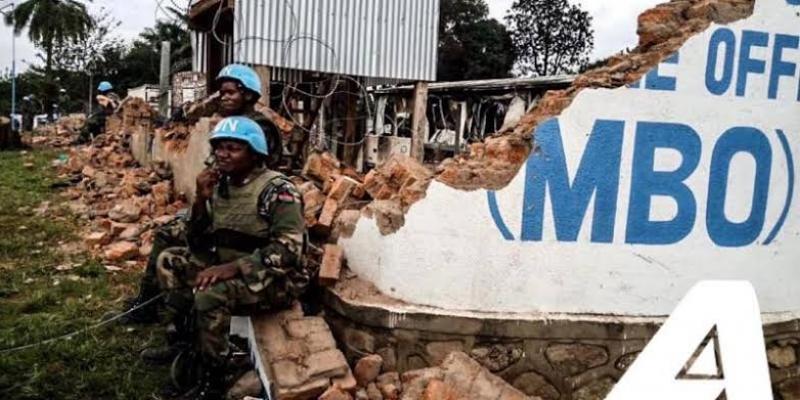 Ce qui reste du siège de la Monusco à Boikene, à Beni (Ph. ACTUALITE.CD)