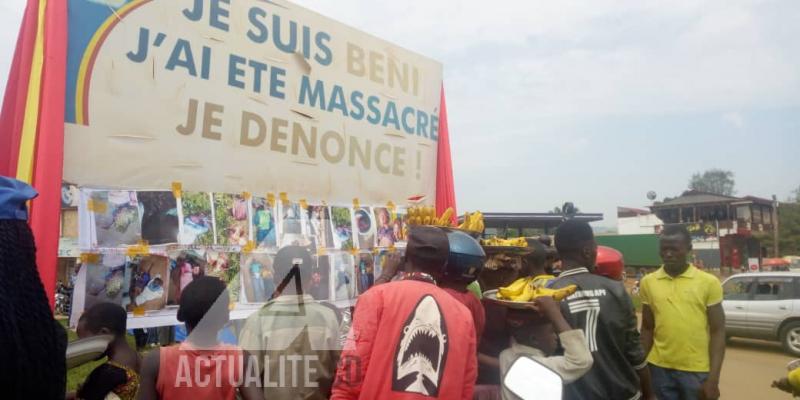 L'exposition des images des personnes assassinés par les ADF à BENI. PH. YASSIN KOMBI/ ACTUALITE.CD