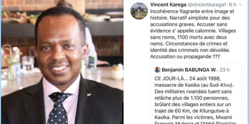 L'ambassadeur rwandais en RDC, Vincent Karega et son tweet