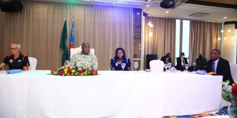 Félix Tshisekedi chez les Léopards avant le match contre le Bénin 