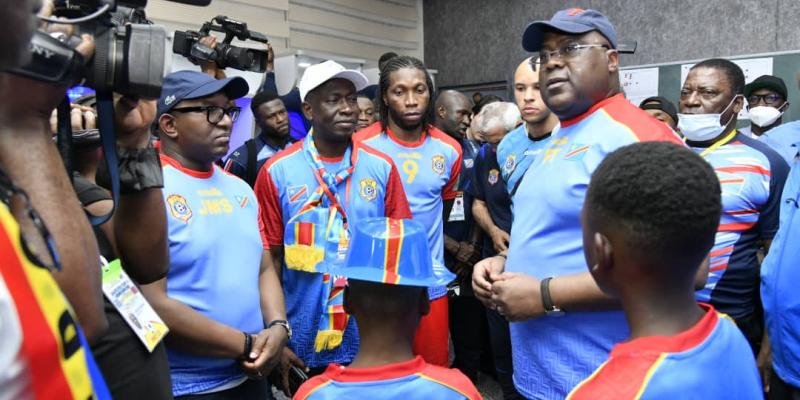 Félix Tshisekedi avec les léopards 