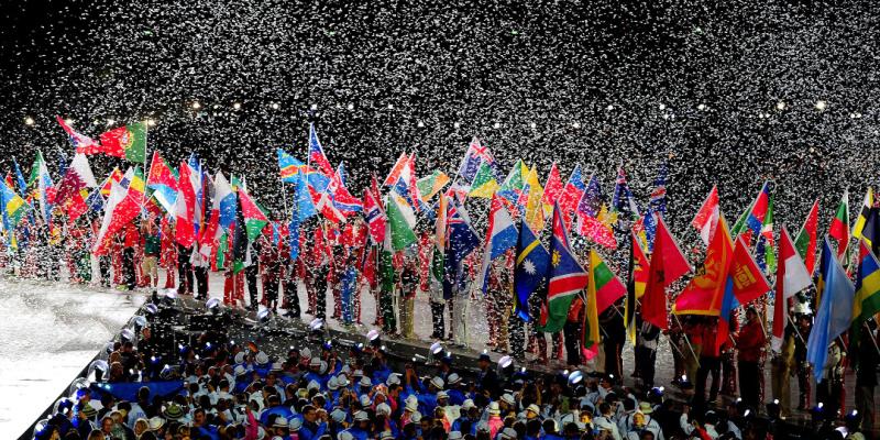 Les drapeaux des Nations lors des J.O