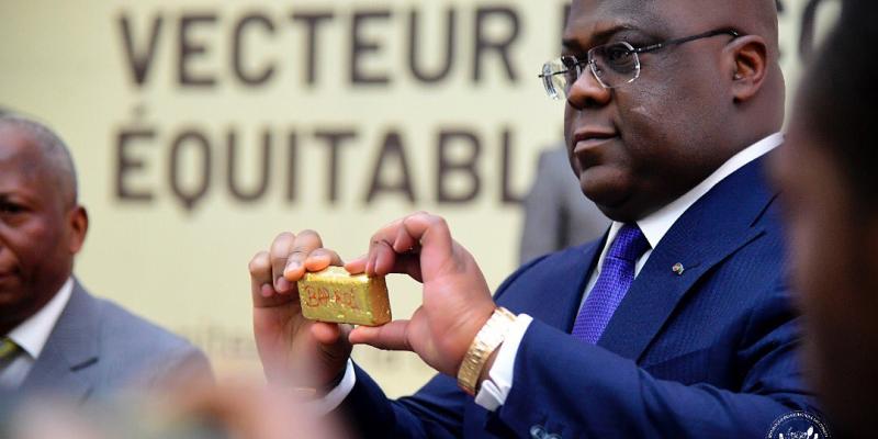 Première expédition d'Or équitable Congolais vers les Émirats Arabes Unis. Cérémonie présidée le 13 janvier 2023 par Félix Tshisekedi