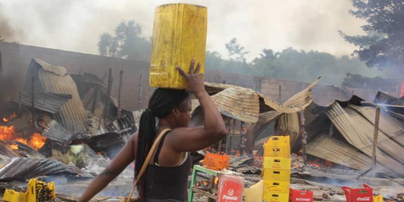 Illustration. Incendie du Beach SEP CONGO à Boma