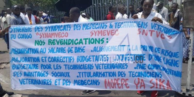 Les médecins et techniciens vétérinaires devant le ministère des finances 