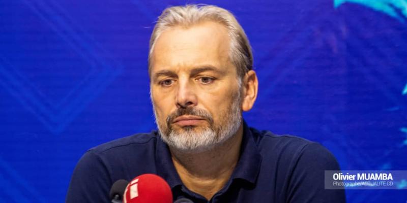 Sébastien Desabre, sélectionneur des Léopards, en conférence de presse d'après match contre la Guinée, le 6 septembre au stade des Martyrs 