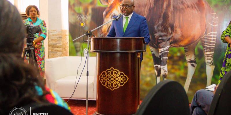 Didier M'piamba, ministre national du Tourisme, au forum sur la validation de la politique nationale du tourisme, le 10 septembre 2024