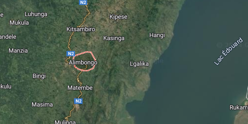 Alimbongo sur la carte du territoire de Lubero au Nord-Kivu