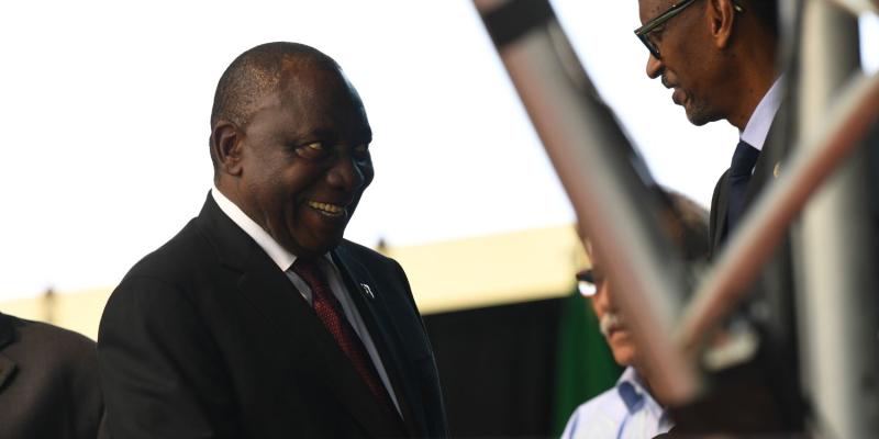 Paul Kagame lors de l'investiture du président Cyril Ramaphosa au stade Loftus Versfeld à Pretoria, le 25 mai 2019. Photo : Gallo Images/Netwerk 24/Felix Dlangamandla