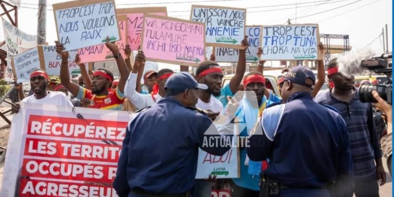 Les militants de Lucha lors de la manifestation ce jeudi 9 janvier à Goma