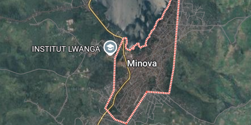 La cité de Minova sur la carte