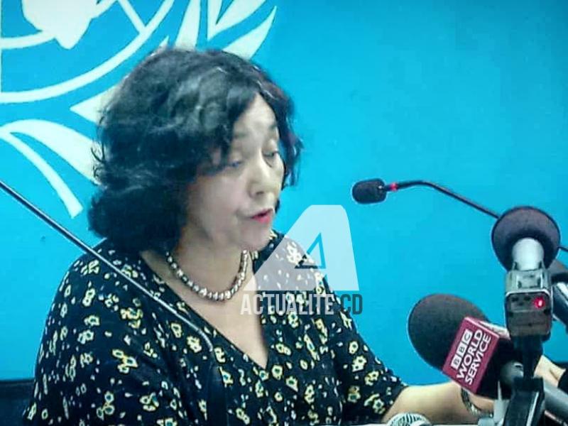 Leila Zerrougui, chef de la Monusco, lors de la conférence de presse ce 16 octobre 2018 à Kinshasa (Photo Christine Tshibuyi/ACTUALITE.CD)