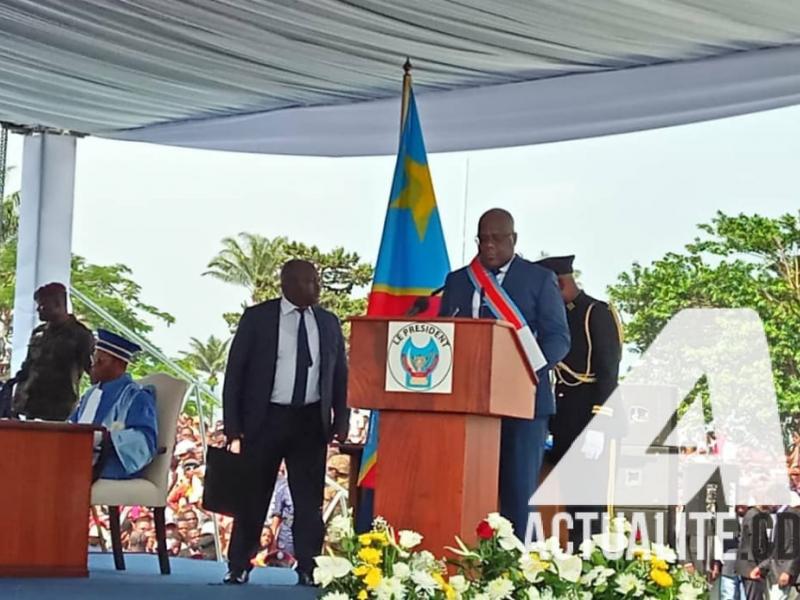 Le président Félix Tshisekedi lors de son discours d'investiture.