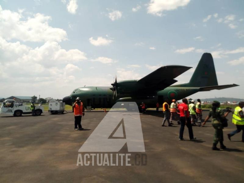 Un cargo des Nations Unies qui a transporté les ex combattants M23 de l'Ouganda à Goma/Ph Jonathan Kombi ACTUALITE.CD