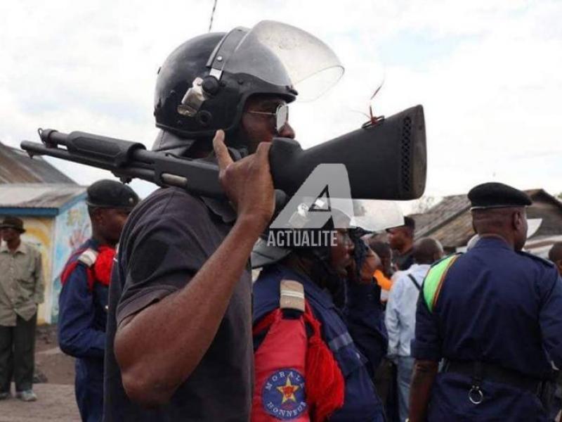 Les policiers lors d'une manifestation anti-pouvoir à Goma/Ph Ley Uwera ACTALITE.CD