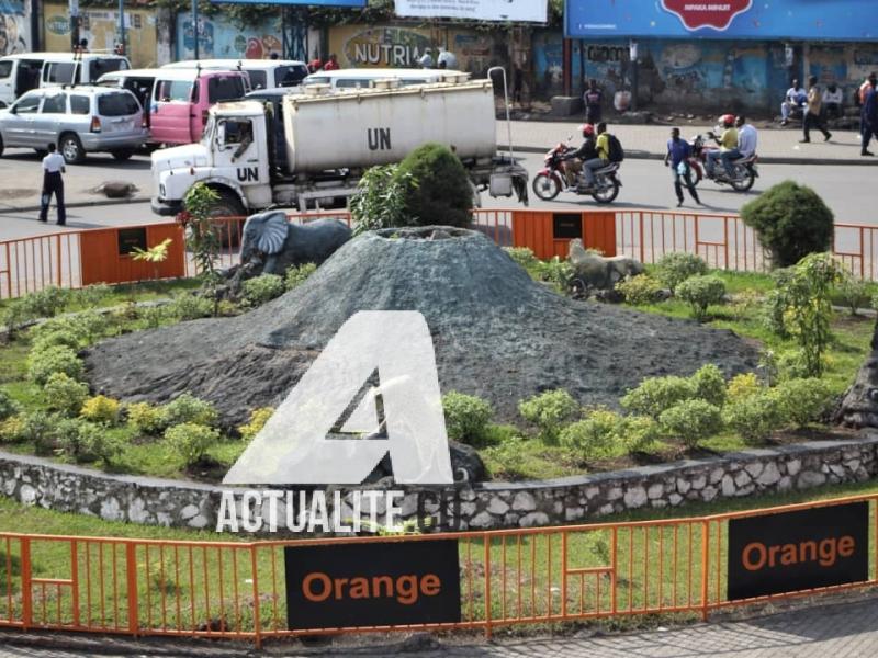 Le rond-point Signers sculpté à l'image du volcan Nyiragongo/Ph Ley Uwera ACTUALITE.CD