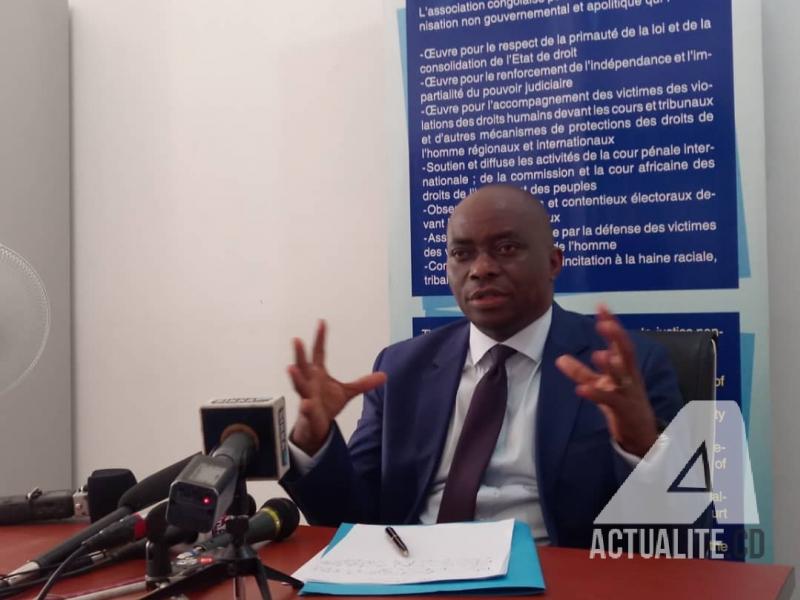 Georges Kapiamba, président de l'ONG ACAJ au cours d'un point de presse mardi 5 mars 2019 à Kinshasa/Ph Christine Tshibuyi ACTUALITE.CD