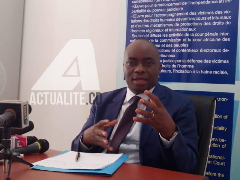 Georges Kapiamba, président de l'ONG ACAJ au cours d'un point de presse mardi 5 mars 2019 à Kinshasa/Ph Christine Tshibuyi ACTUALITE.CD