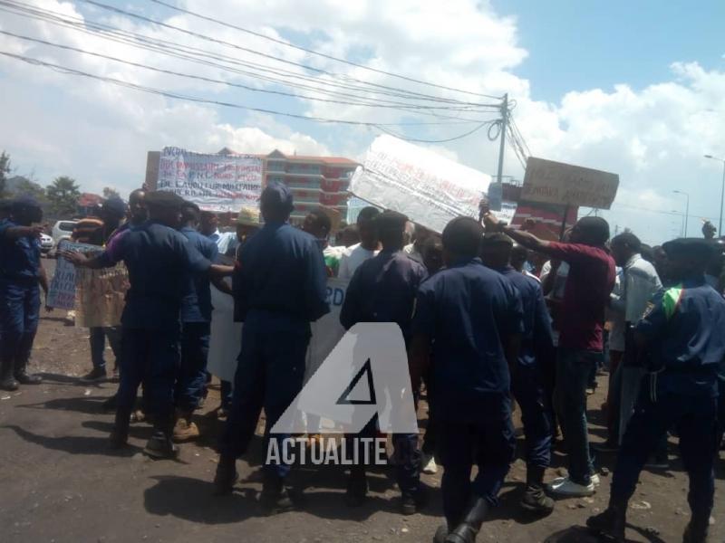 Illustration/les policiers lors d'une manifestation de la population contre l'insécurité dans la ville de Goma