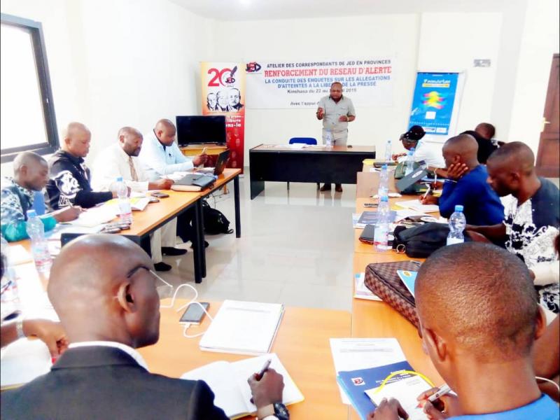 Les correspondants de JED en atelier à Kinshasa sur une bonne prise en charge de cas d'atteinte à la liberté de la Presse