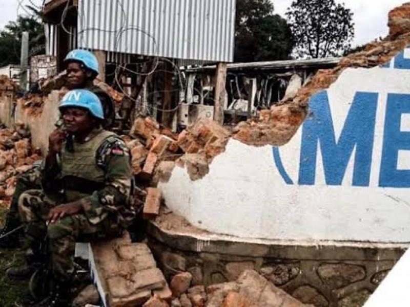 Ce qui reste du siège de la Monusco à Boikene, à Beni (Ph. ACTUALITE.CD)