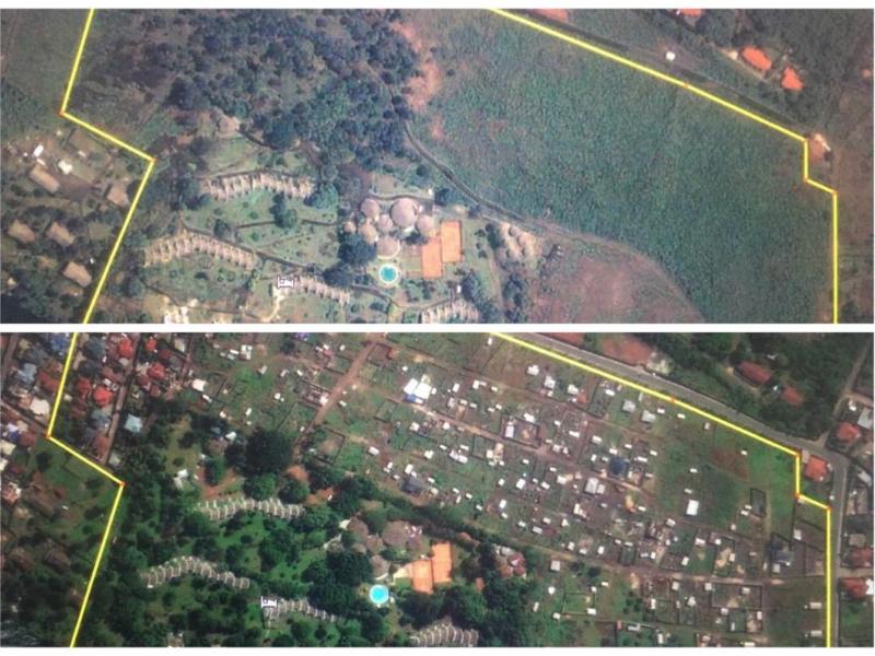 Ces images illustrent la spoliation et le morcellement illégal de 15 hectares de parc naturel de cet établissement touristique   (Avant et après)