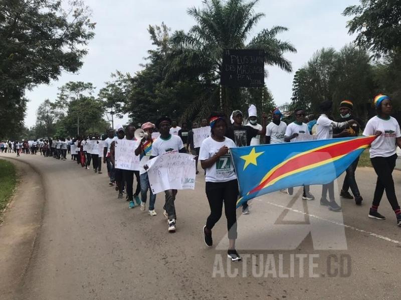 Les militants de LUCHA en pleine manifestation contre la montée de la criminalité urbaine à Beni/ph. ACTUALITE.CD