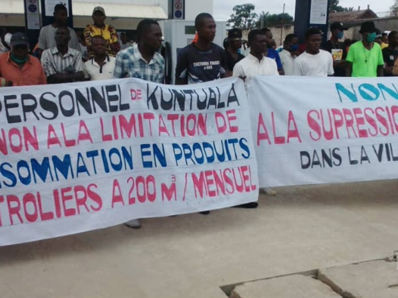 Marche pacifique des travailleurs de la filiale Kuntuala à Boma. Photo ACTUALITE.CD