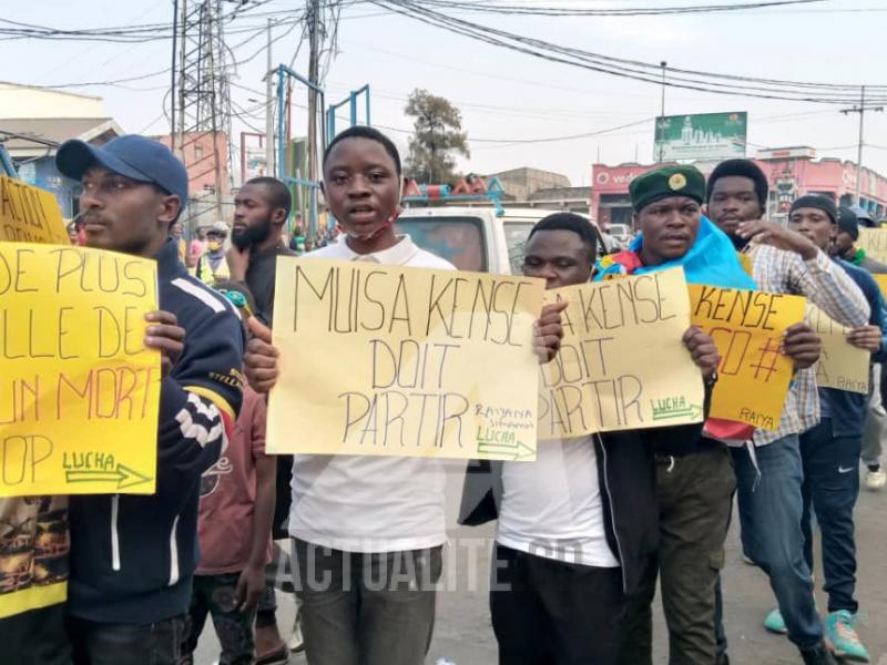 Les militants de Lucha et Raiya na Simama exigeant la démission du maire de Goma/Ph ACTUALITE.CD