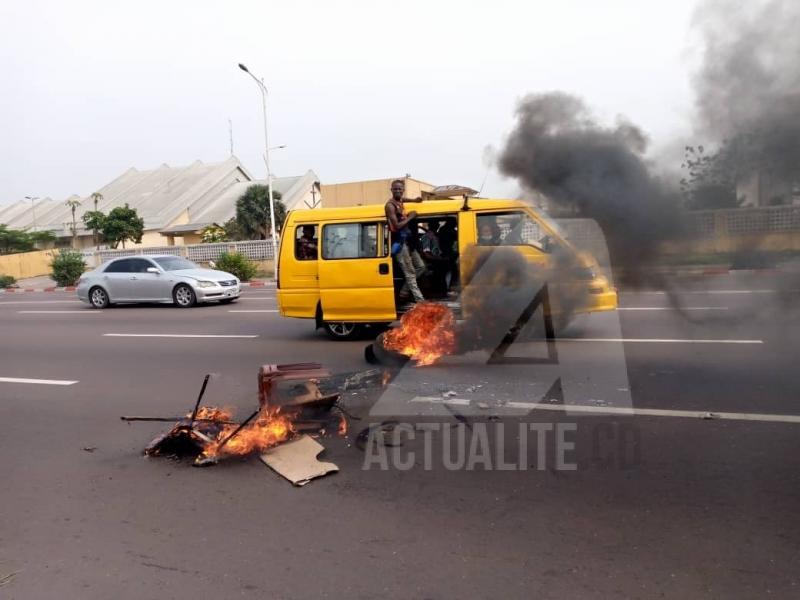 Manifestation des agents de la riposte contre Covid-19 manifestent à Kinshasa/Ph ACTUALITE.CD