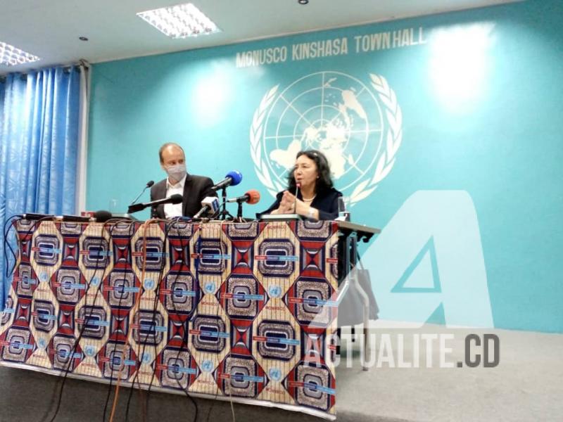 Leila Zerrougi à la conférence de presse hebdomadaire de la MONUSCO. PH. ACTUALITE.CD.