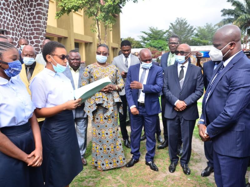 Le ministre de l'EPST Willy Bakonga lors du lancement de l'année scolaire 2020-2021 au collège saint Raphaël