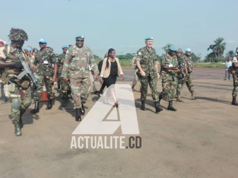 Les casques bleus de la brigade d'intervention à l'aéroport de Mavivi à Beni/Ph ACTUALITE.CD 