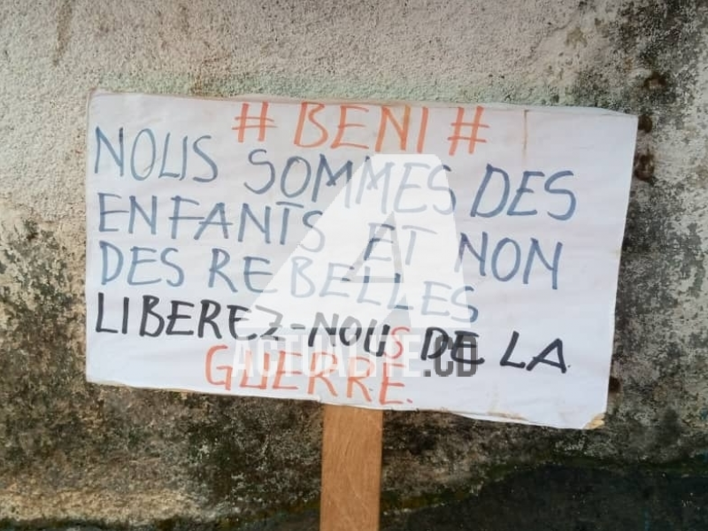 Message des élèves de Beni contre l'insécurité/Ph ACTUALITE.CD 