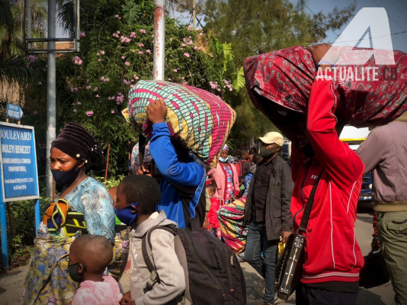 Les habitants de Goma lors de l'évacuation/Ph ACTUALITE.CD 