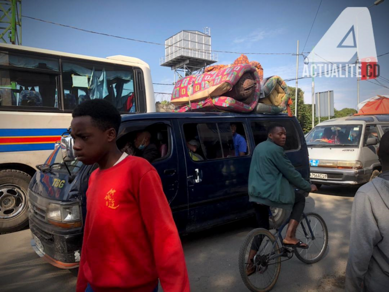 Les habitants de Goma lors de l'évacuation/Ph ACTUALITE.CD 