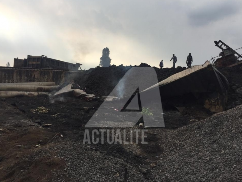 Le site de la REGIDESO ravagé par la lave volcanique à Bushara/Ph ACTUALITE.CD 