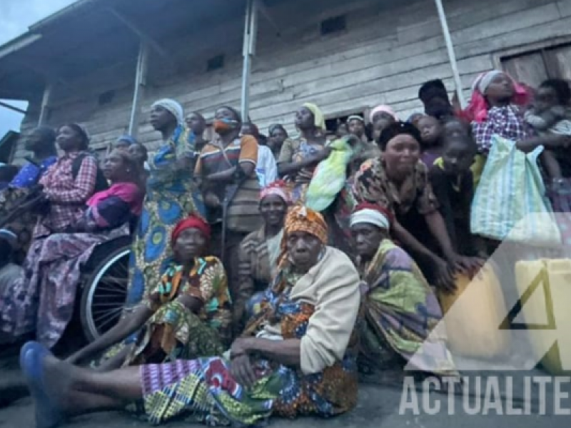 Les sinistrés de Nyiragongo à l'EP Kahembe/Ph. ACTUALITE.CD