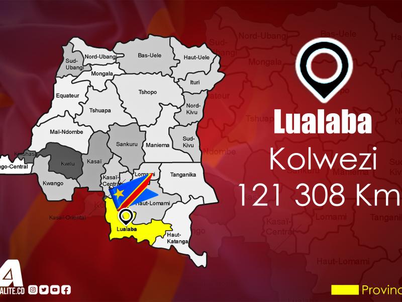 Province de Lualaba sur la carte de la RDC