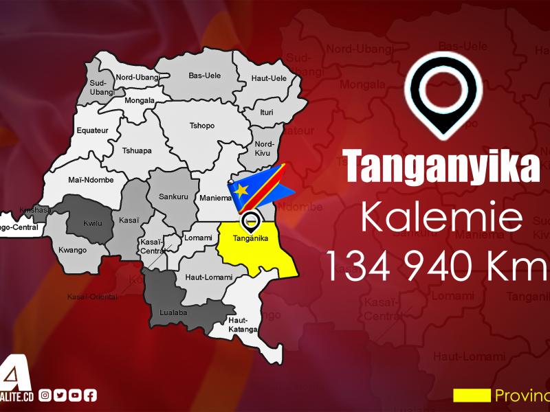 Carte de la province de Tanganyika produite par le service infographie d'ACTUALITE.CD  