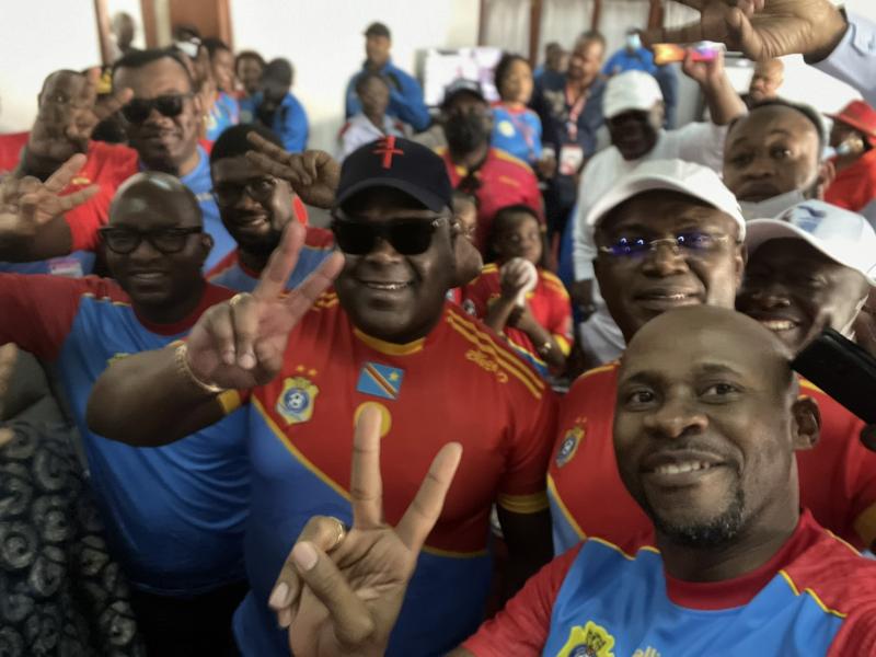 Félix Tshisekedi et quelques membres du gouvernement après la victoire des léopards 