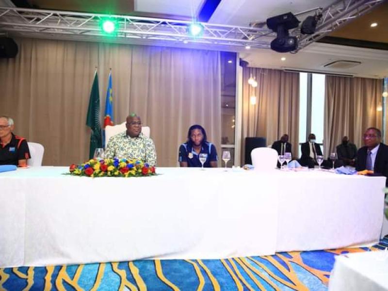 Félix Tshisekedi chez les Léopards avant le match contre le Bénin 