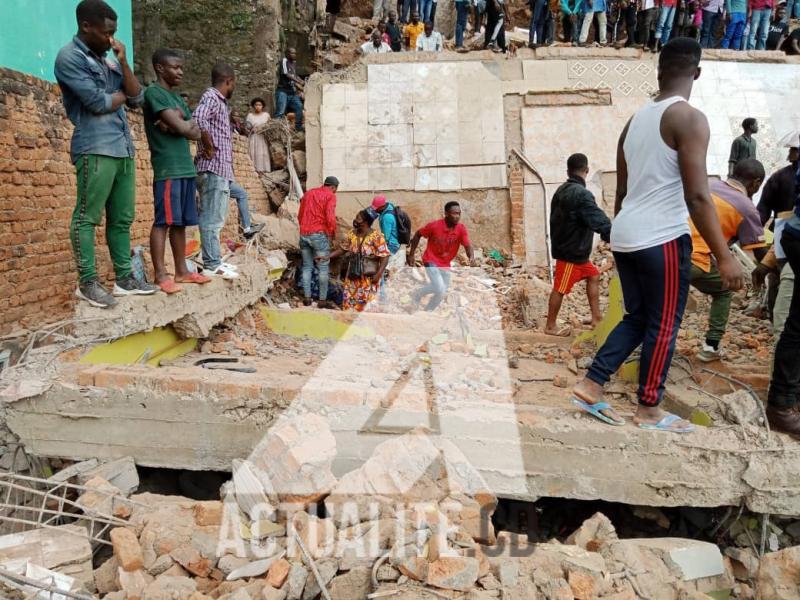 Les décombres d'une maison écroulée à Bukavu