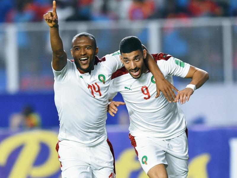 Joueurs marocains célébrant un but