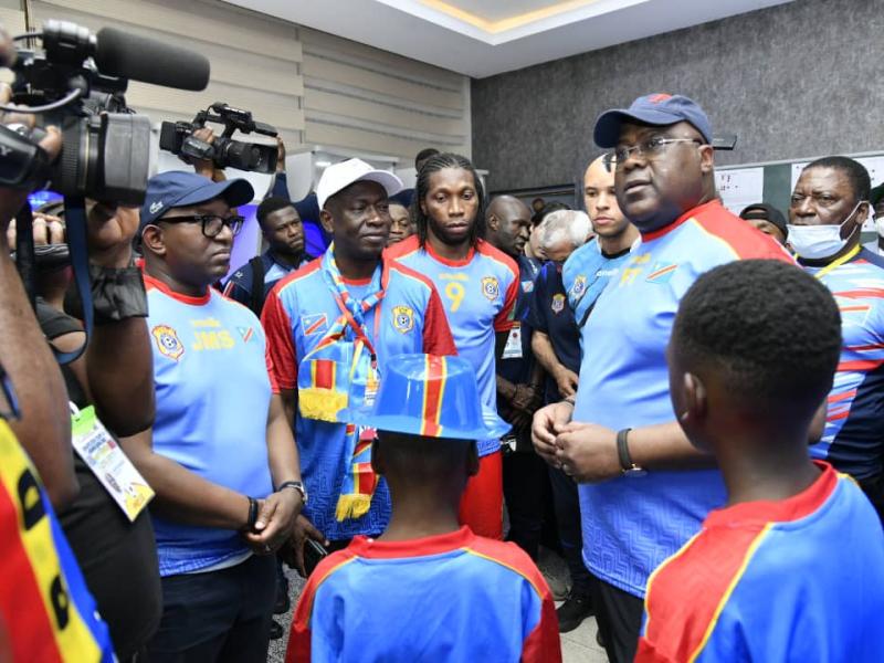 Félix Tshisekedi avec les léopards 