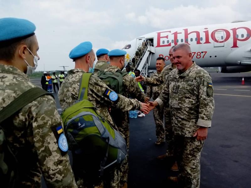 Les troupes ukrainiennes quittant la RDC/PH. MONUSCO.