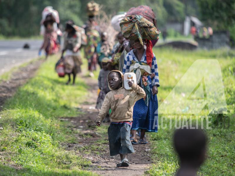 Des déplacés du territoire de Rutshuru. Ph. ACTUALITE.CD/Moses Sawasawa